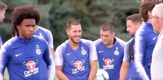 Helemaal terug: geniepige Hazard steelt de show op training Chelsea