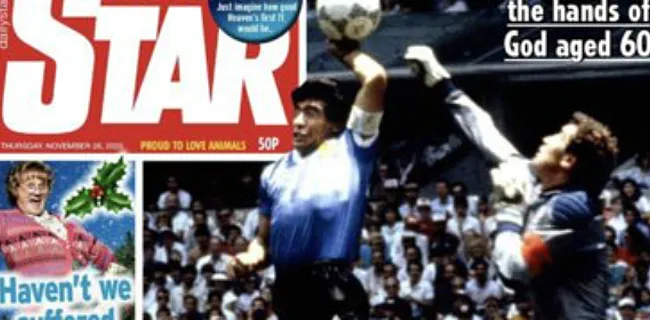 Engelse kranten over de schreef met cover Maradona 