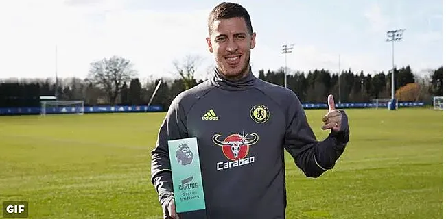 Hazard wint 'Goal of the month'-trofee met dit weergaloze doelpunt