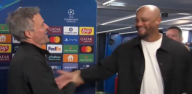 Camera's registreren héérlijk momentje Kompany en Enrique 
